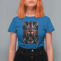 Union Jack Flag Lion Face UK British Great Britain T Shirt For Women