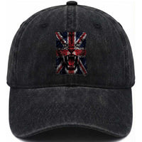 Union Jack Flag Lion Face UK British Great Britain Washed Cotton Baseball Cap