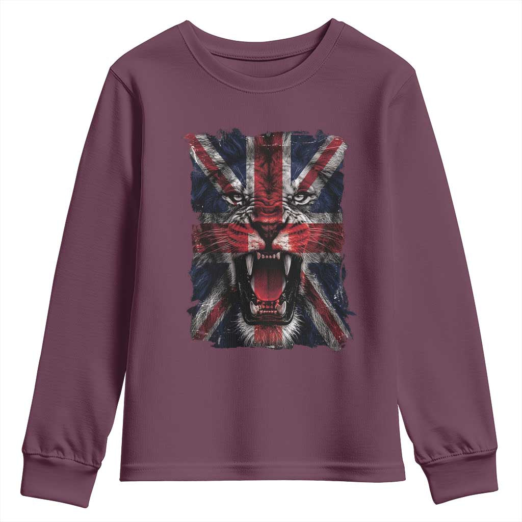 Union Jack Flag Lion Face UK British Great Britain Youth Sweatshirt