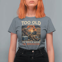 Too Old To Care Club My Give A Damn is Broken T Shirt For Women Funny Bigfoot Retirement