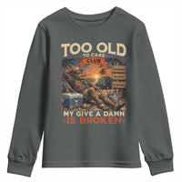Too Old To Care Club My Give A Damn is Broken Youth Sweatshirt Funny Bigfoot Retirement