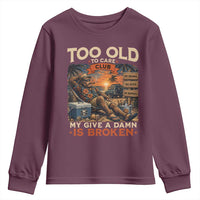 Too Old To Care Club My Give A Damn is Broken Youth Sweatshirt Funny Bigfoot Retirement