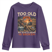 Too Old To Care Club My Give A Damn is Broken Youth Sweatshirt Funny Bigfoot Retirement