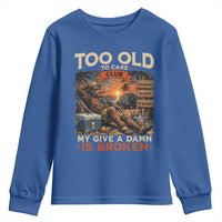 Too Old To Care Club My Give A Damn is Broken Youth Sweatshirt Funny Bigfoot Retirement