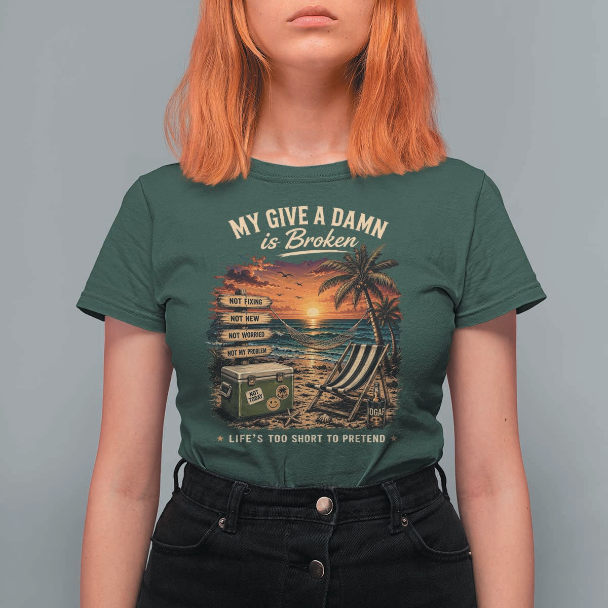 My Give A Damn is Broken Lifes Too Short to Pretend T Shirt For Women Funny Old Man Quote
