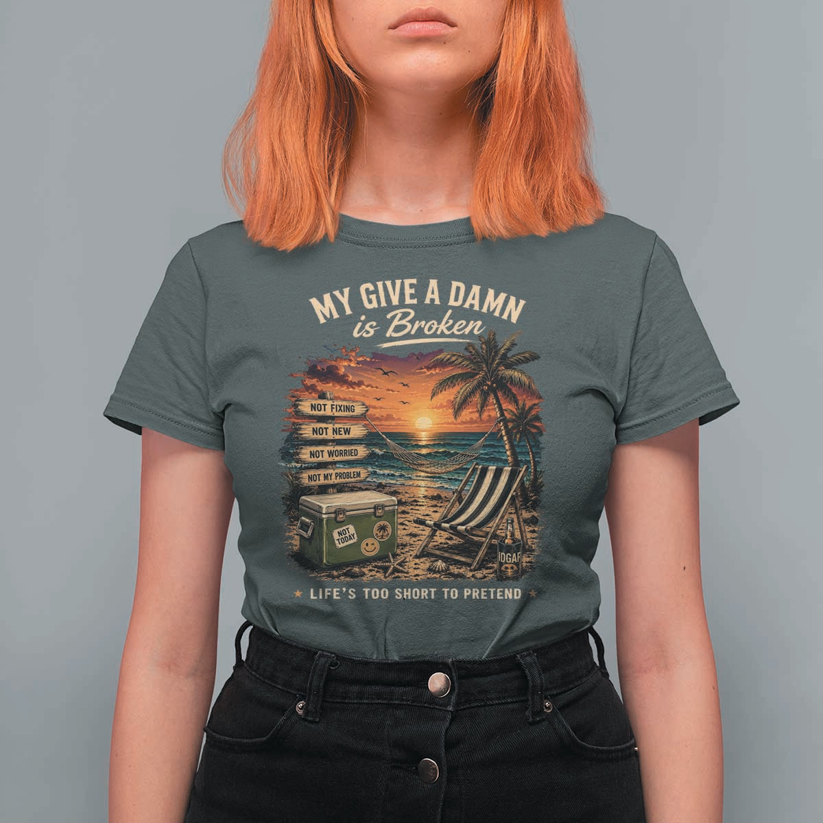 My Give A Damn is Broken Lifes Too Short to Pretend T Shirt For Women Funny Old Man Quote