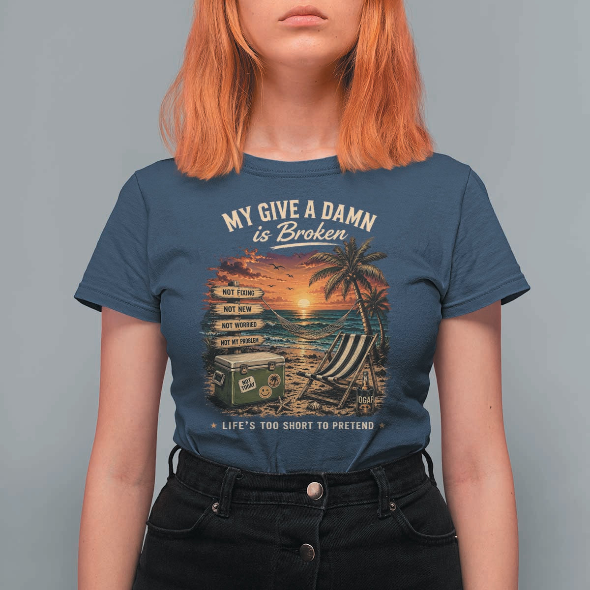 My Give A Damn is Broken Lifes Too Short to Pretend T Shirt For Women Funny Old Man Quote