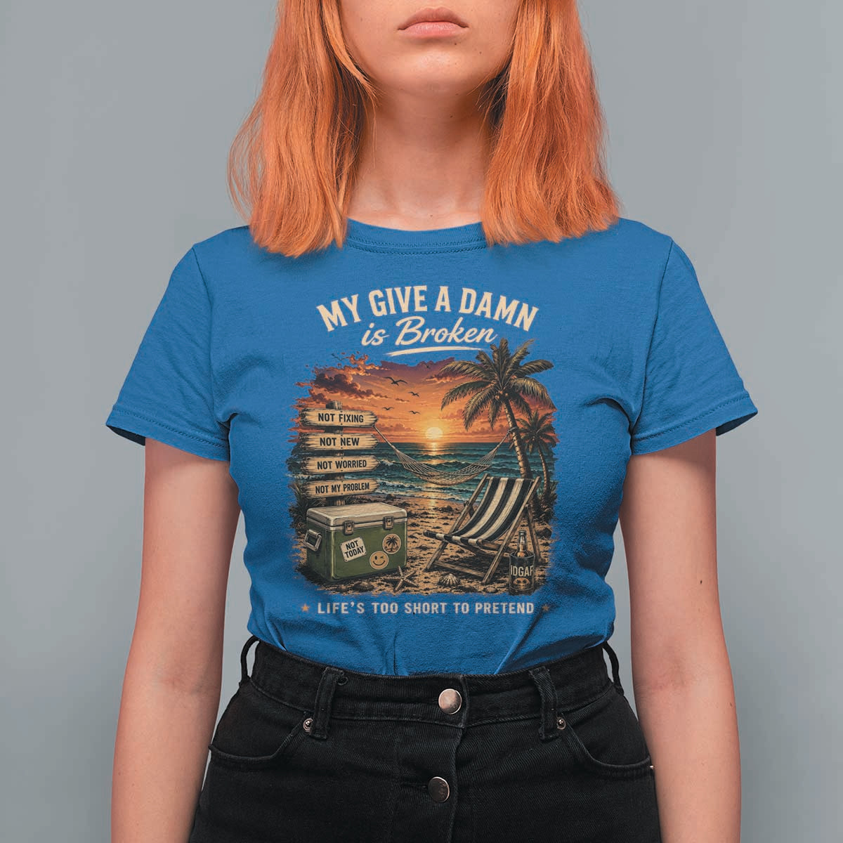 My Give A Damn is Broken Lifes Too Short to Pretend T Shirt For Women Funny Old Man Quote