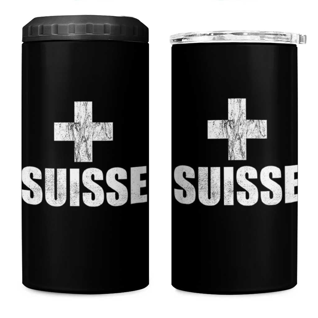 Suisse Swiss French Vintage Cross Flag Switzerland Roots 4 in 1 Can Cooler Tumbler