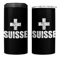 Suisse Swiss French Vintage Cross Flag Switzerland Roots 4 in 1 Can Cooler Tumbler