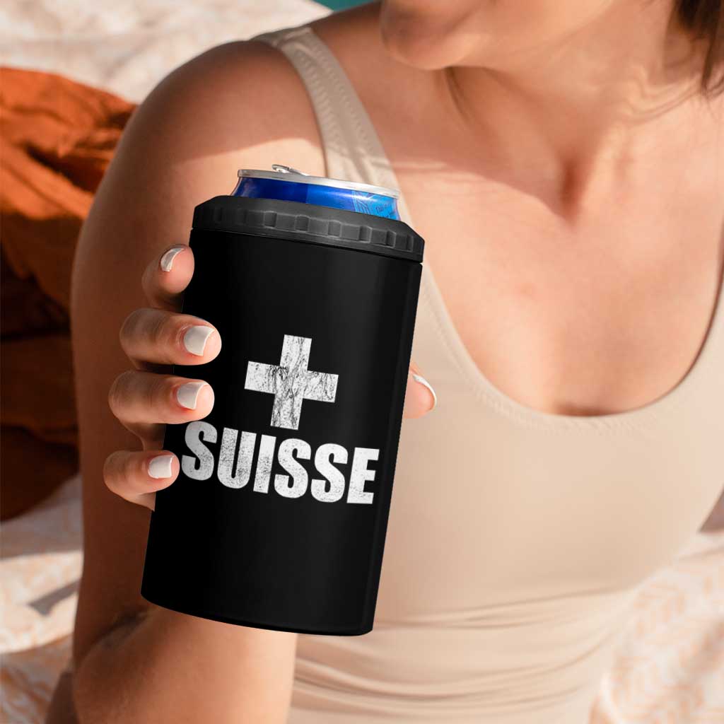Suisse Swiss French Vintage Cross Flag Switzerland Roots 4 in 1 Can Cooler Tumbler