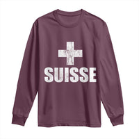 Suisse Swiss French Vintage Cross Flag Switzerland Roots Long Sleeve Shirt