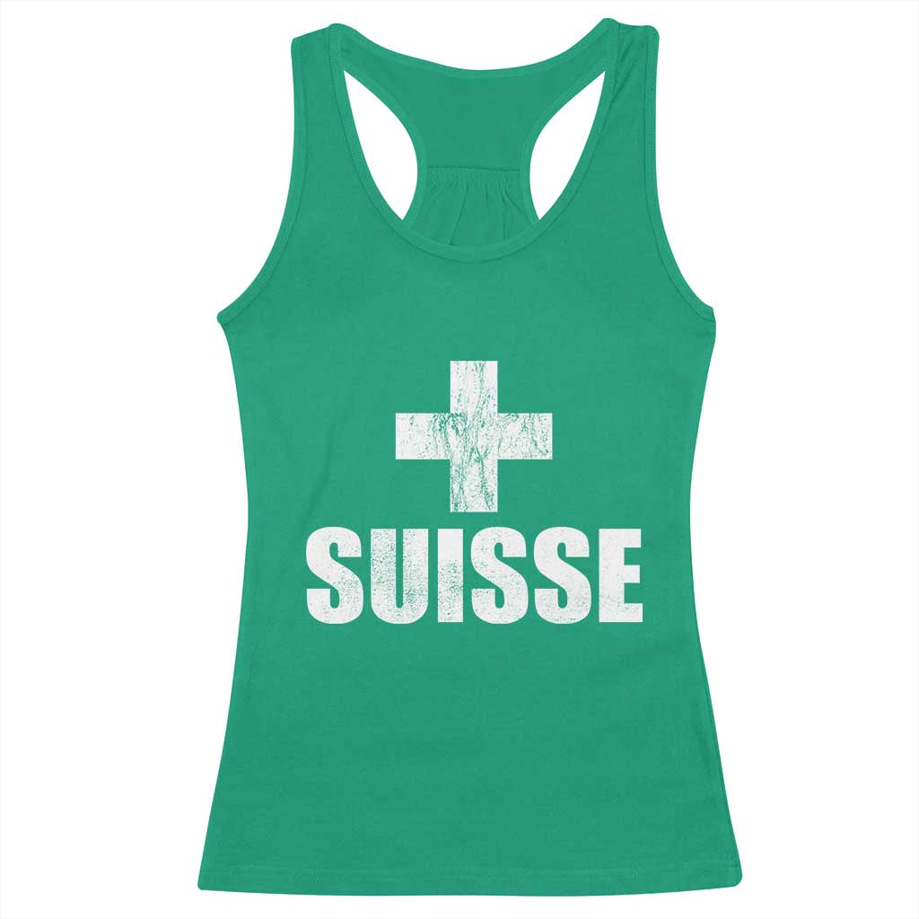 Suisse Swiss French Vintage Cross Flag Switzerland Roots Racerback Tank Top