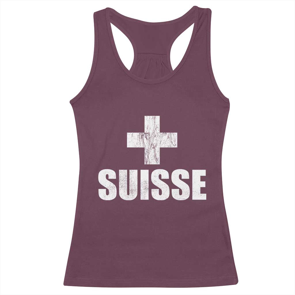 Suisse Swiss French Vintage Cross Flag Switzerland Roots Racerback Tank Top