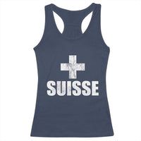 Suisse Swiss French Vintage Cross Flag Switzerland Roots Racerback Tank Top
