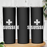 Suisse Swiss French Vintage Cross Flag Switzerland Roots Skinny Tumbler