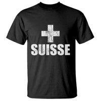 Suisse Swiss French Vintage Cross Flag Switzerland Roots T Shirt