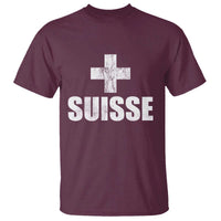 Suisse Swiss French Vintage Cross Flag Switzerland Roots T Shirt