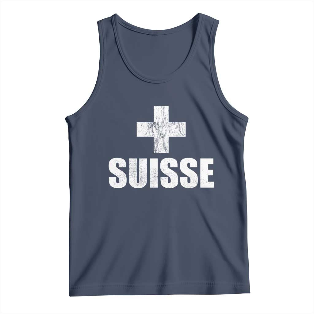 Suisse Swiss French Vintage Cross Flag Switzerland Roots Tank Top