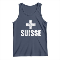 Suisse Swiss French Vintage Cross Flag Switzerland Roots Tank Top