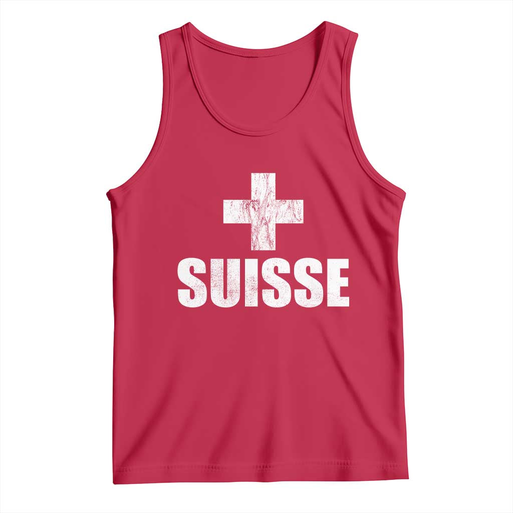 Suisse Swiss French Vintage Cross Flag Switzerland Roots Tank Top