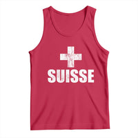 Suisse Swiss French Vintage Cross Flag Switzerland Roots Tank Top