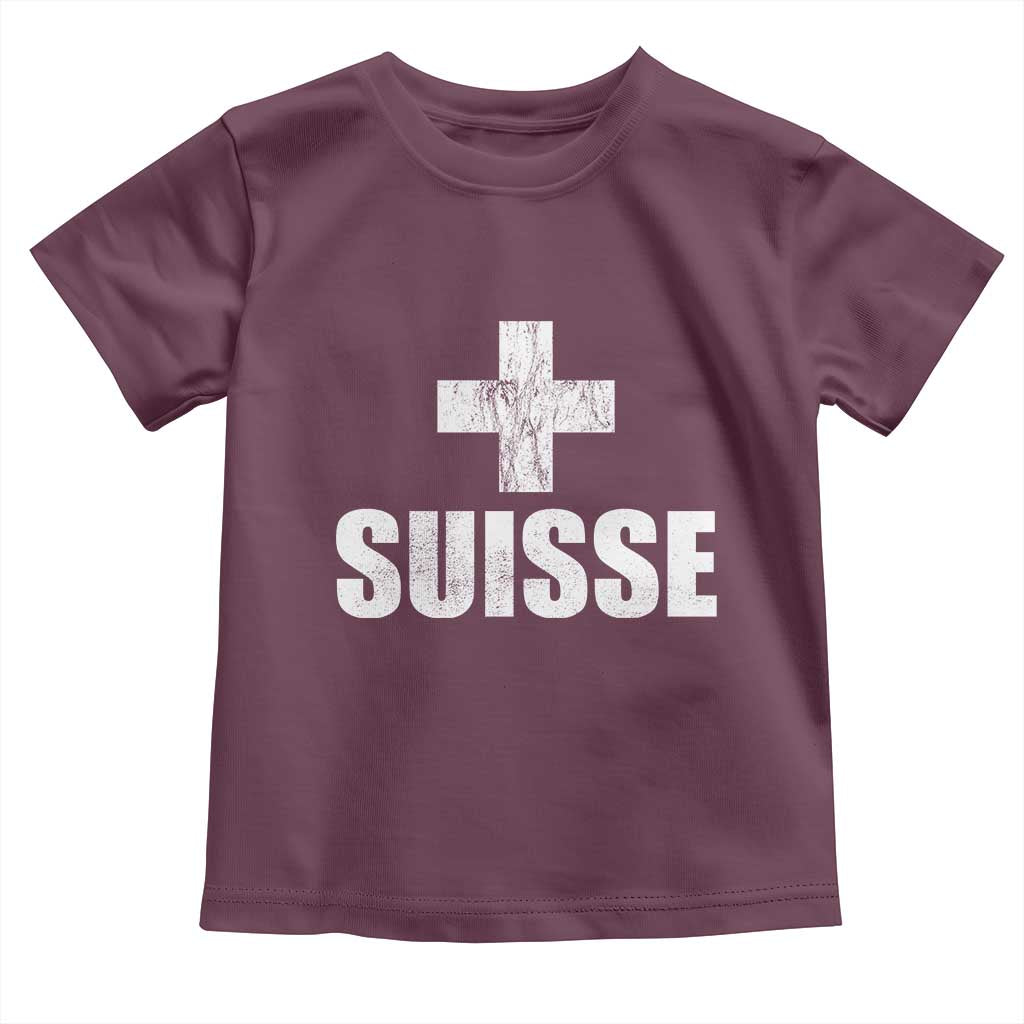 Suisse Swiss French Vintage Cross Flag Switzerland Roots Toddler T Shirt