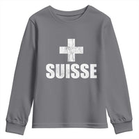 Suisse Swiss French Vintage Cross Flag Switzerland Roots Youth Sweatshirt
