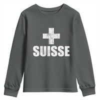 Suisse Swiss French Vintage Cross Flag Switzerland Roots Youth Sweatshirt