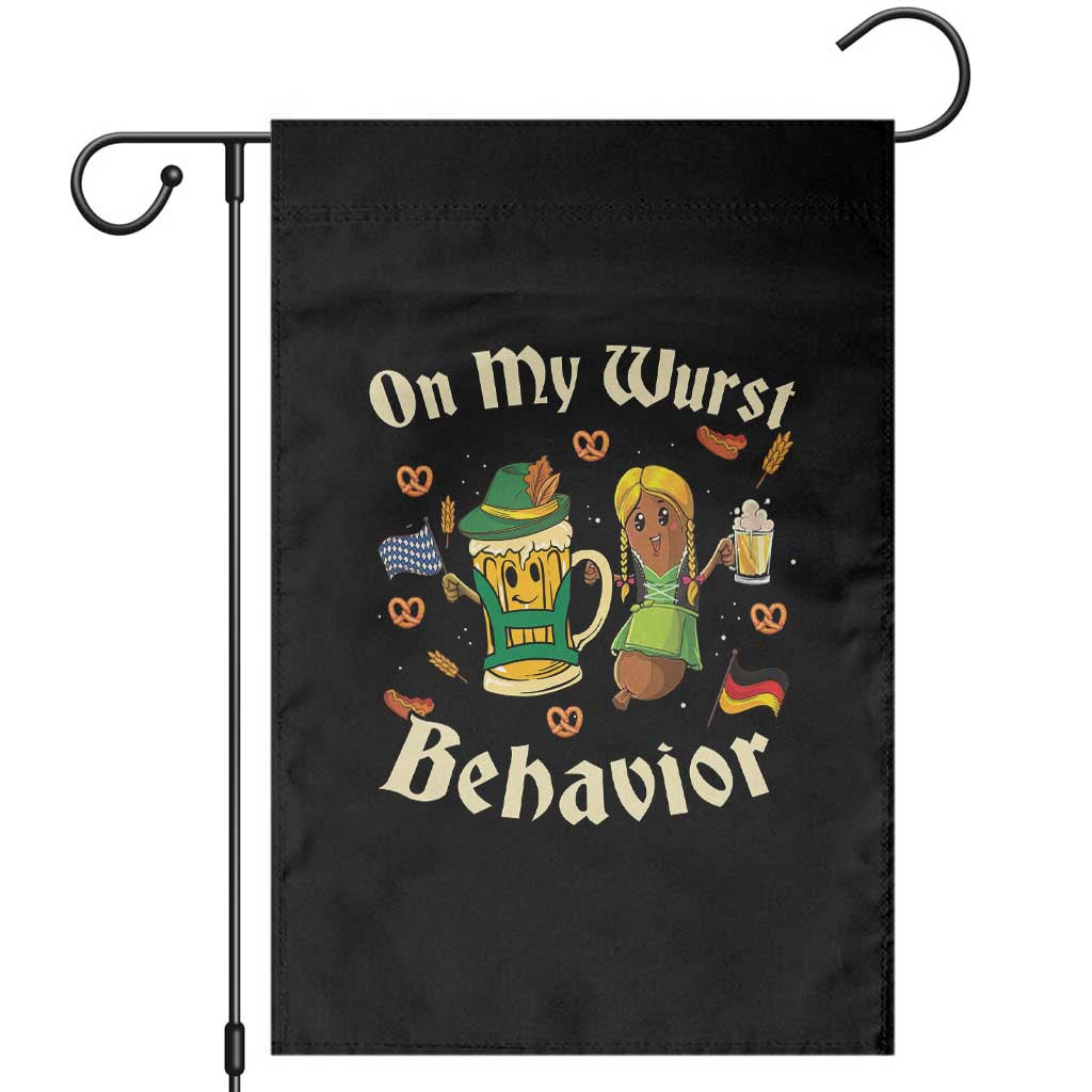 Funny Oktoberfest Garden Flag On My Wurst Behavior Beer Bratwurst Lederhosen Dirndl - Wonder Print Shop