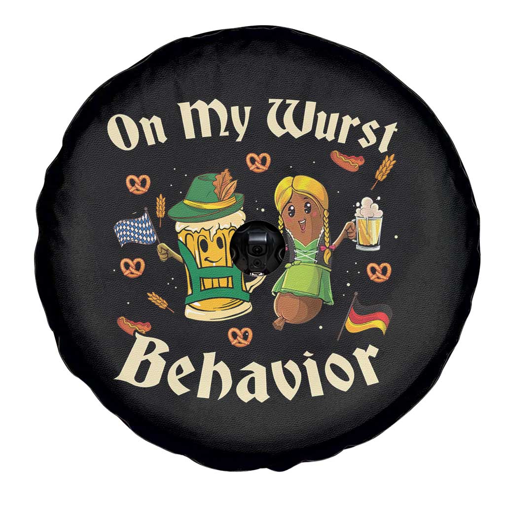 Funny Oktoberfest Spare Tire Cover On My Wurst Behavior Beer Bratwurst Lederhosen Dirndl - Wonder Print Shop