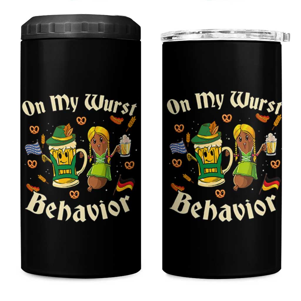 Funny Oktoberfest 4 in 1 Can Cooler Tumbler On My Wurst Behavior Beer Bratwurst Lederhosen Dirndl - Wonder Print Shop