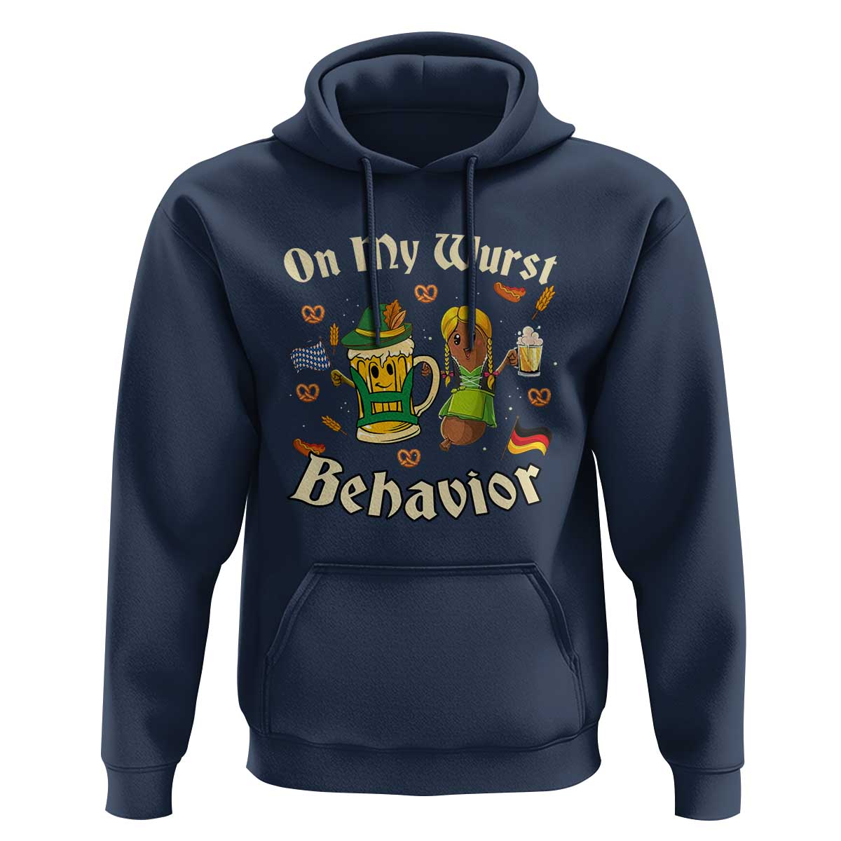Funny Oktoberfest Hoodie On My Wurst Behavior Beer Bratwurst Lederhosen Dirndl - Wonder Print Shop