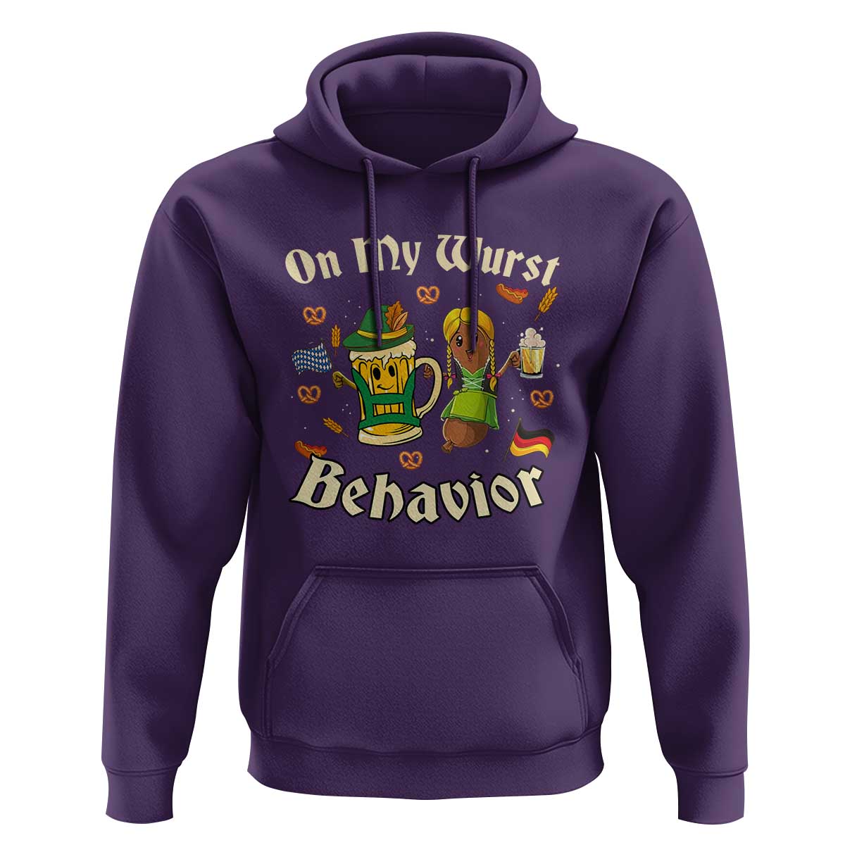 Funny Oktoberfest Hoodie On My Wurst Behavior Beer Bratwurst Lederhosen Dirndl - Wonder Print Shop