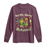 Funny Oktoberfest Long Sleeve Shirt On My Wurst Behavior Beer Bratwurst Lederhosen Dirndl - Wonder Print Shop