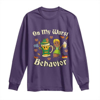 Funny Oktoberfest Long Sleeve Shirt On My Wurst Behavior Beer Bratwurst Lederhosen Dirndl - Wonder Print Shop