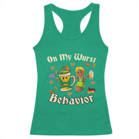 Funny Oktoberfest Racerback Tank Top On My Wurst Behavior Beer Bratwurst Lederhosen Dirndl - Wonder Print Shop