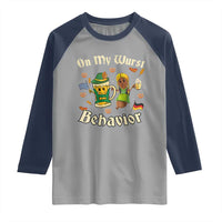 Funny Oktoberfest Raglan Shirt On My Wurst Behavior Beer Bratwurst Lederhosen Dirndl - Wonder Print Shop