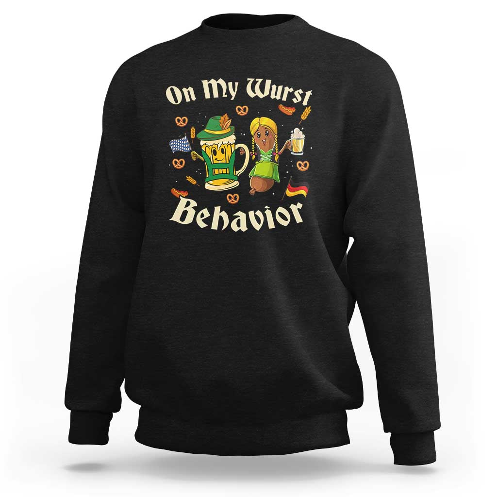 Funny Oktoberfest Sweatshirt On My Wurst Behavior Beer Bratwurst Lederhosen Dirndl - Wonder Print Shop