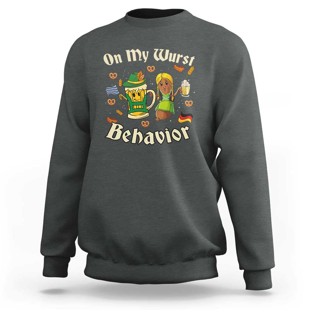 Funny Oktoberfest Sweatshirt On My Wurst Behavior Beer Bratwurst Lederhosen Dirndl - Wonder Print Shop