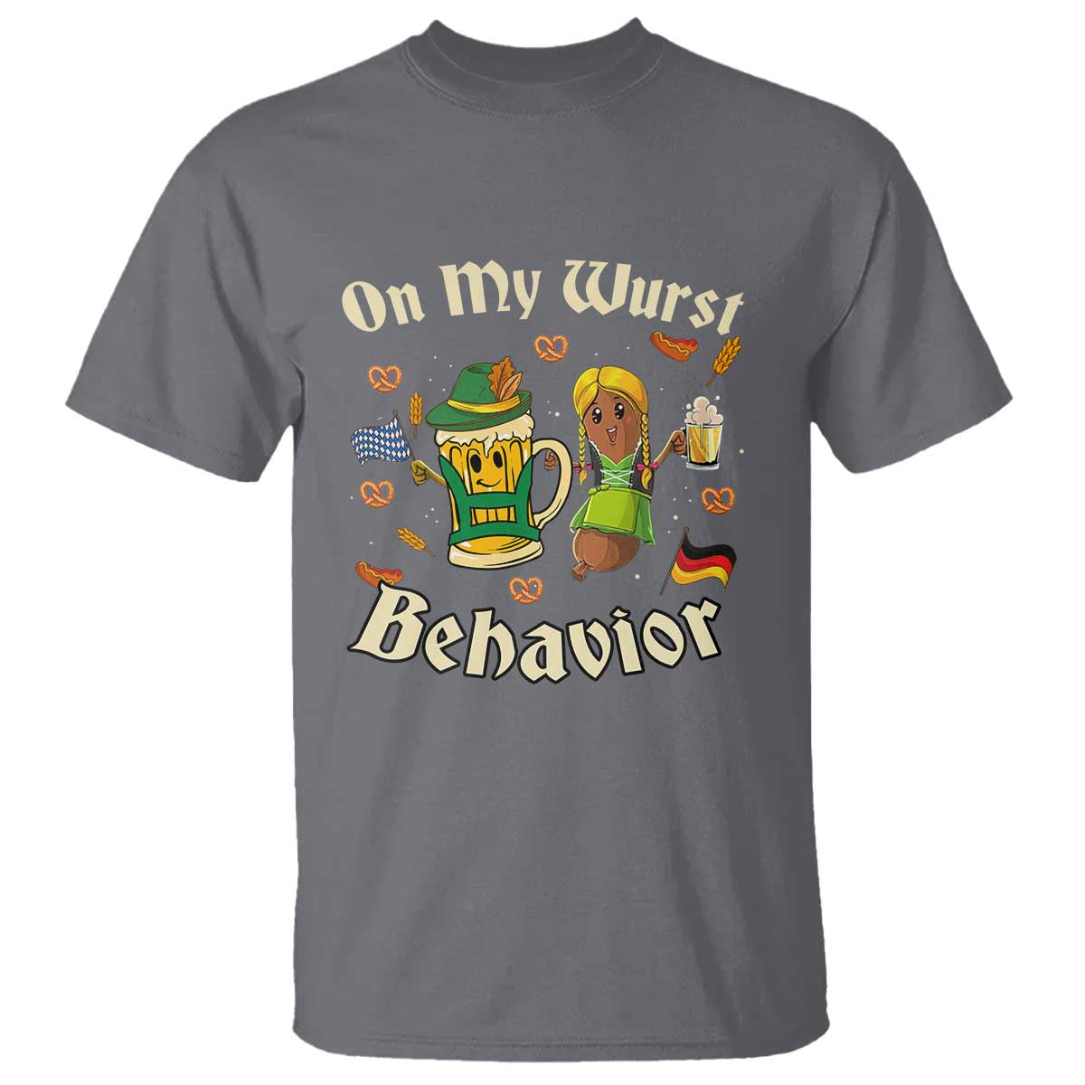 Funny Oktoberfest T Shirt On My Wurst Behavior Beer Bratwurst Lederhosen Dirndl - Wonder Print Shop