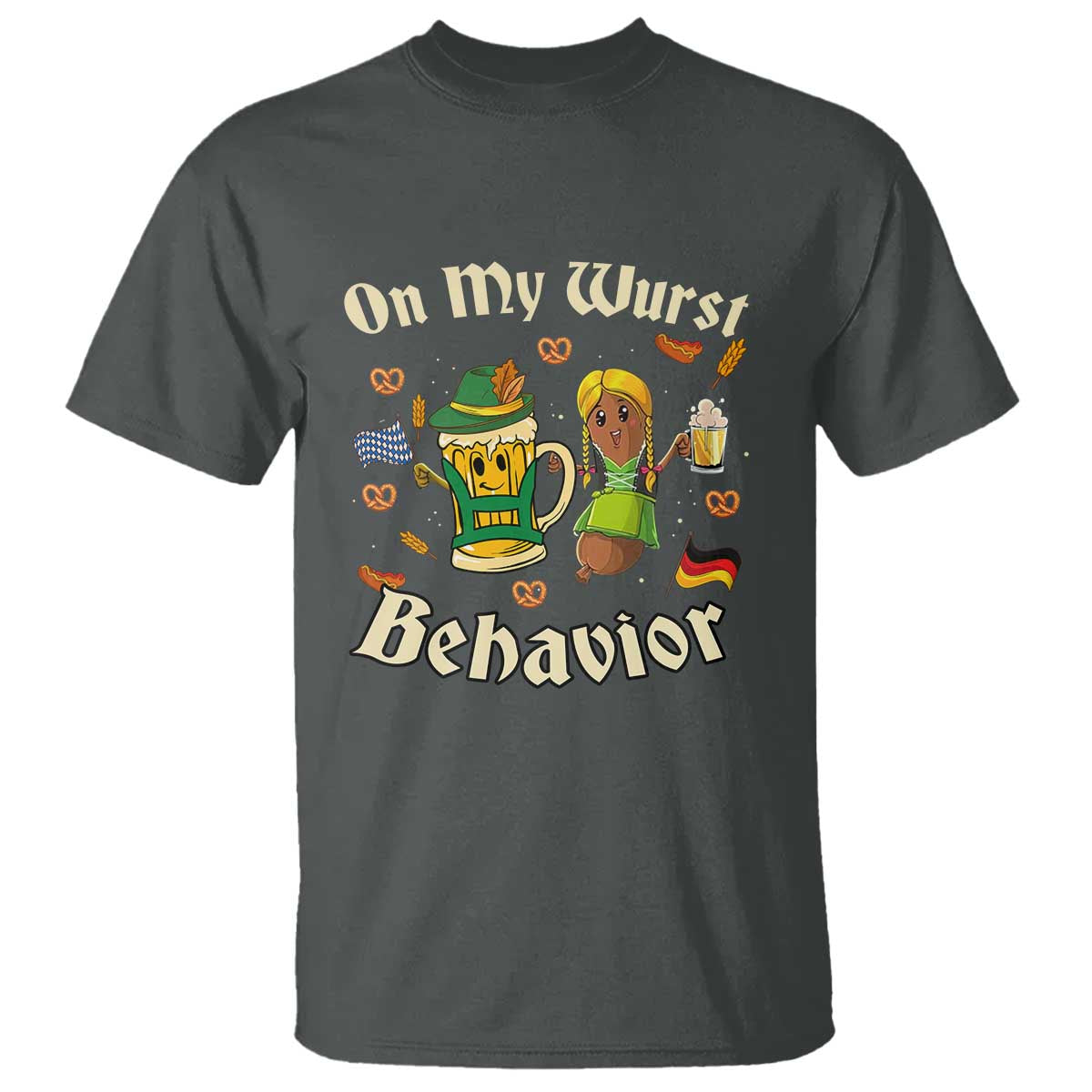 Funny Oktoberfest T Shirt On My Wurst Behavior Beer Bratwurst Lederhosen Dirndl - Wonder Print Shop