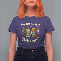 Funny Oktoberfest T Shirt For Women On My Wurst Behavior Beer Bratwurst Lederhosen Dirndl - Wonder Print Shop