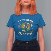 Funny Oktoberfest T Shirt For Women On My Wurst Behavior Beer Bratwurst Lederhosen Dirndl - Wonder Print Shop