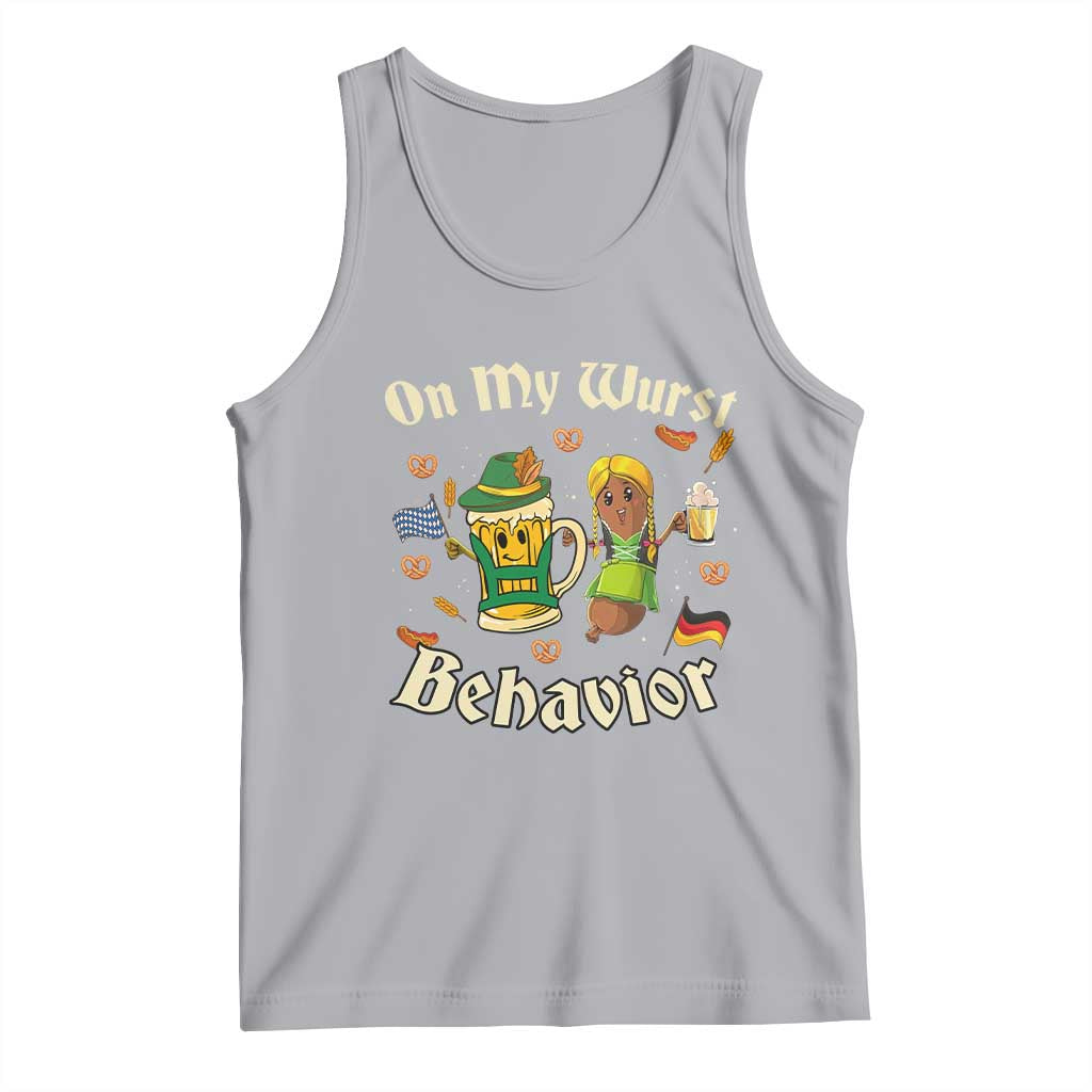 Funny Oktoberfest Tank Top On My Wurst Behavior Beer Bratwurst Lederhosen Dirndl - Wonder Print Shop