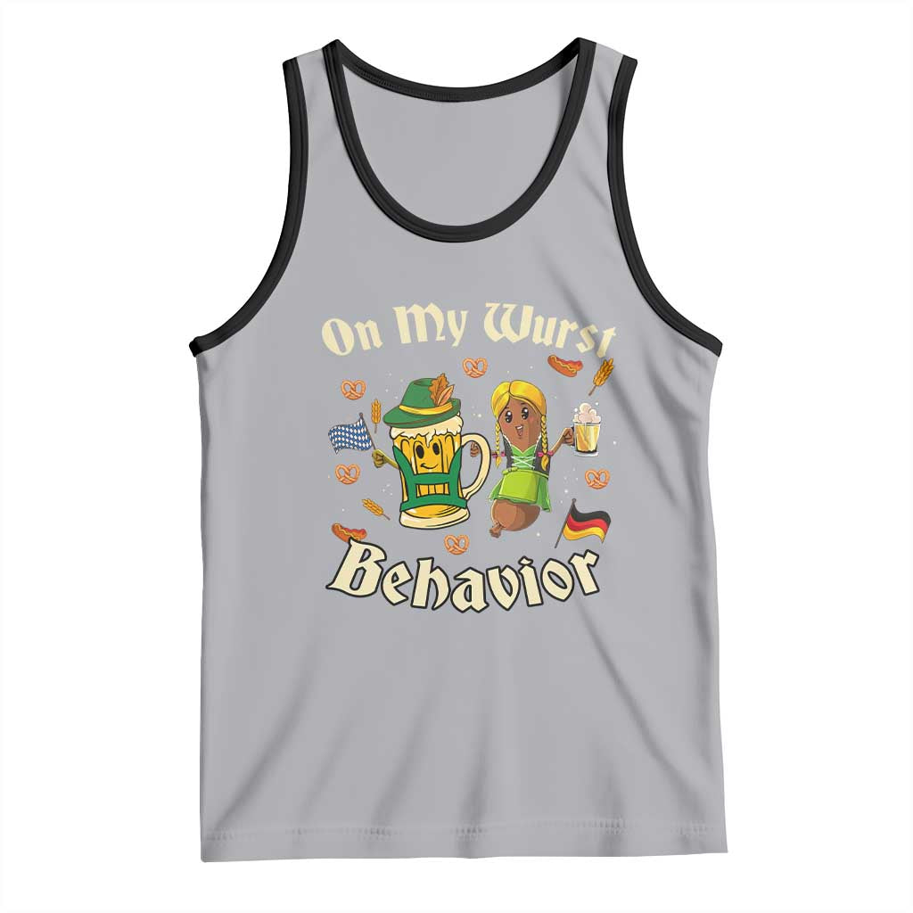Funny Oktoberfest Tank Top On My Wurst Behavior Beer Bratwurst Lederhosen Dirndl - Wonder Print Shop