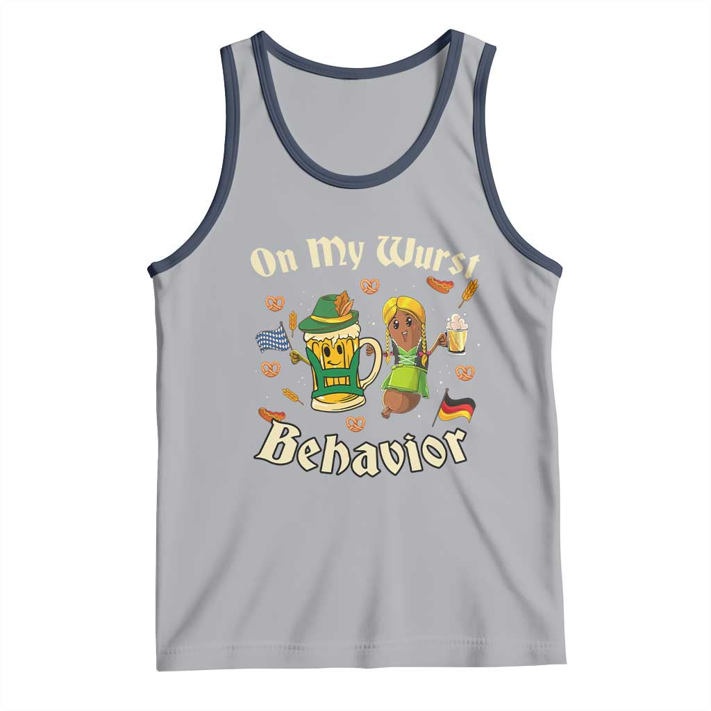 Funny Oktoberfest Tank Top On My Wurst Behavior Beer Bratwurst Lederhosen Dirndl - Wonder Print Shop