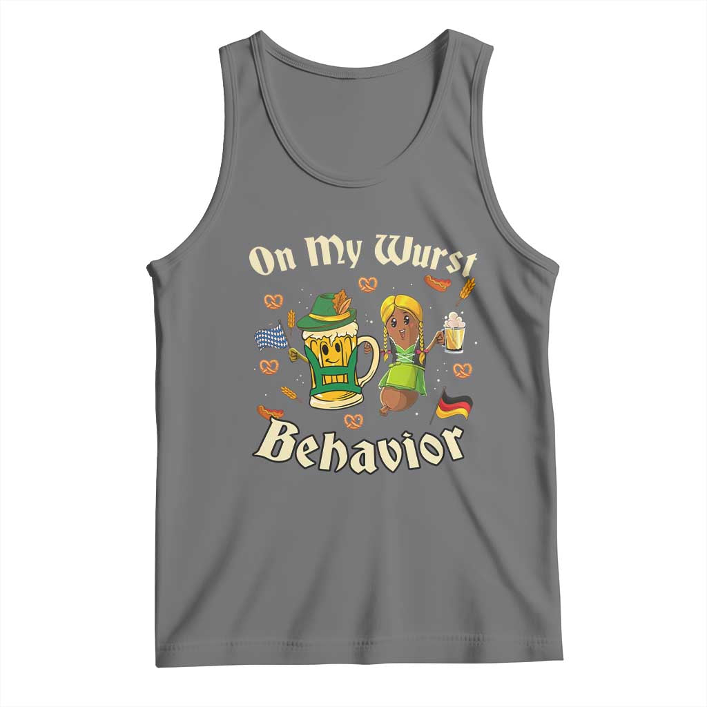 Funny Oktoberfest Tank Top On My Wurst Behavior Beer Bratwurst Lederhosen Dirndl - Wonder Print Shop