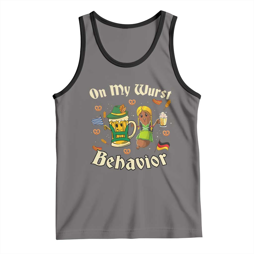 Funny Oktoberfest Tank Top On My Wurst Behavior Beer Bratwurst Lederhosen Dirndl - Wonder Print Shop