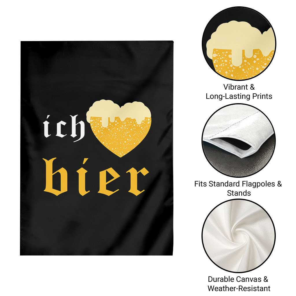 Funny Oktoberfest Garden Flag Ich Liebe Bier Heart German Beer Foam - Wonder Print Shop
